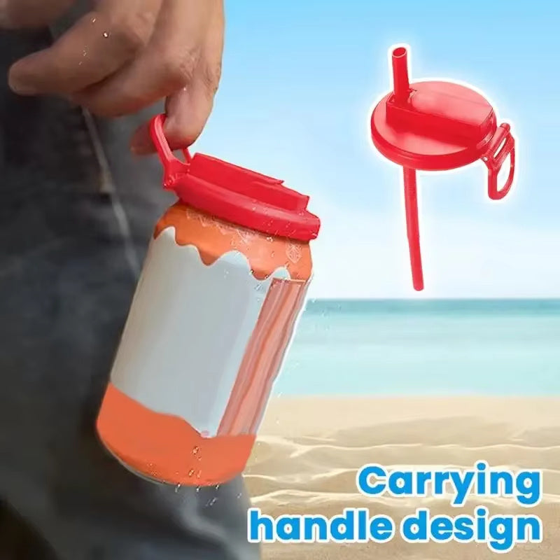 Snap-On Soda Can Lid with Straw