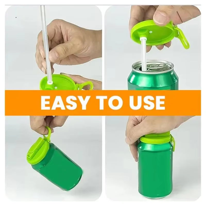 Snap-On Soda Can Lid with Straw