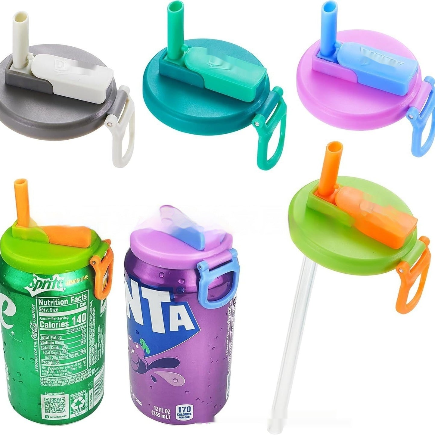 Snap-On Soda Can Lid with Straw