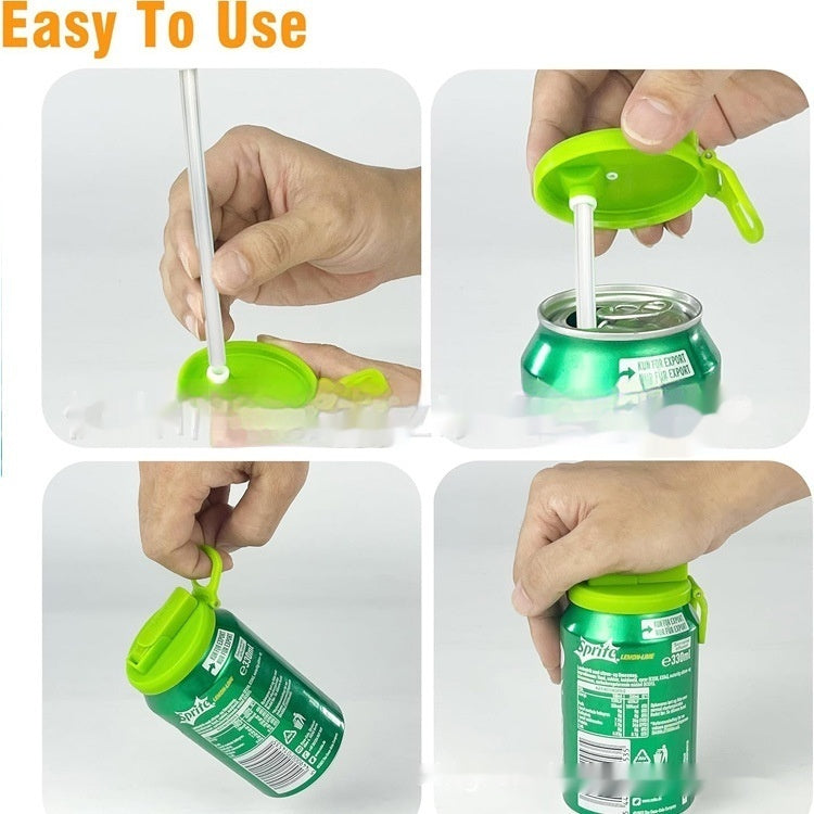 Snap-On Soda Can Lid with Straw